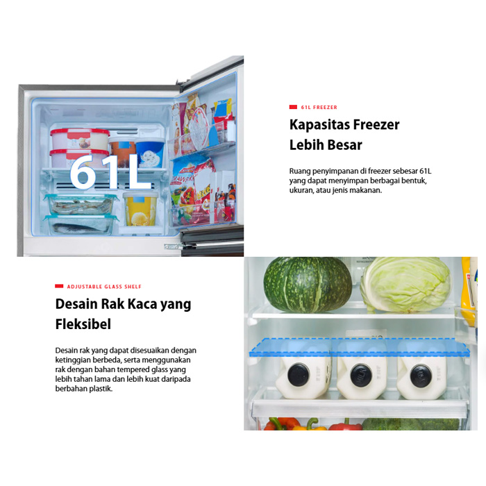 Toshiba Kulkas 2 Pintu Anti Bakteri Inverter 253 L - GR-RT329-WEPMF | GRRT329WEPMF